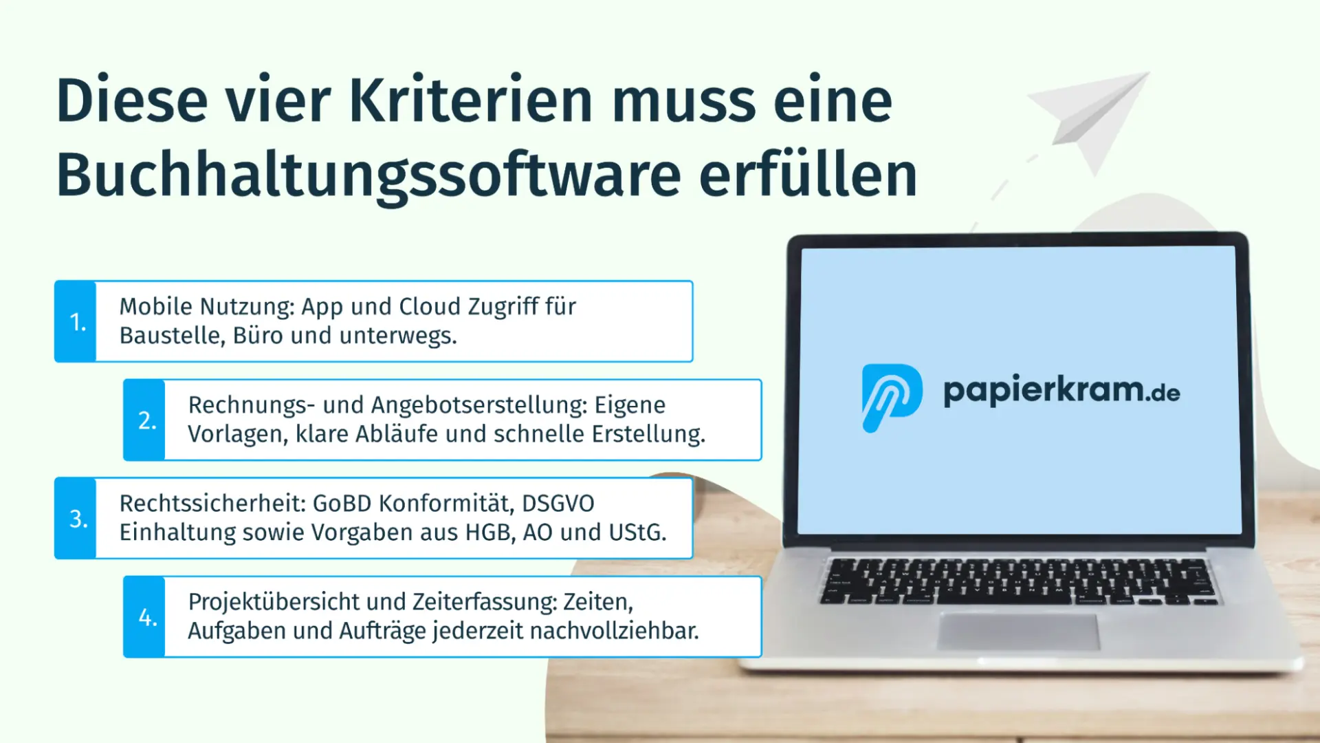 Vier Kriterien, die eine Buchhaltungssoftware für Handwerker erfüllen muss
