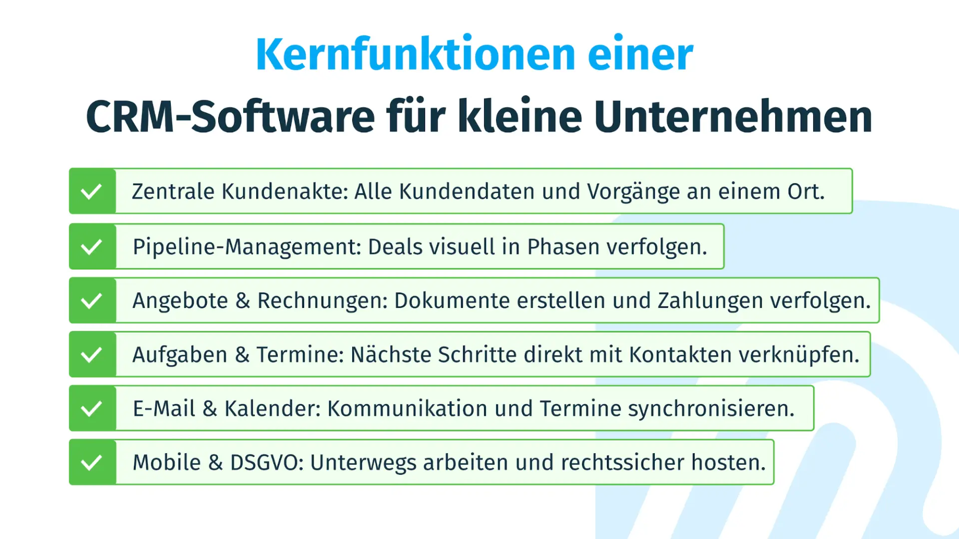 Kernfunktionen einer CRM-Software für kleine Unternehmen