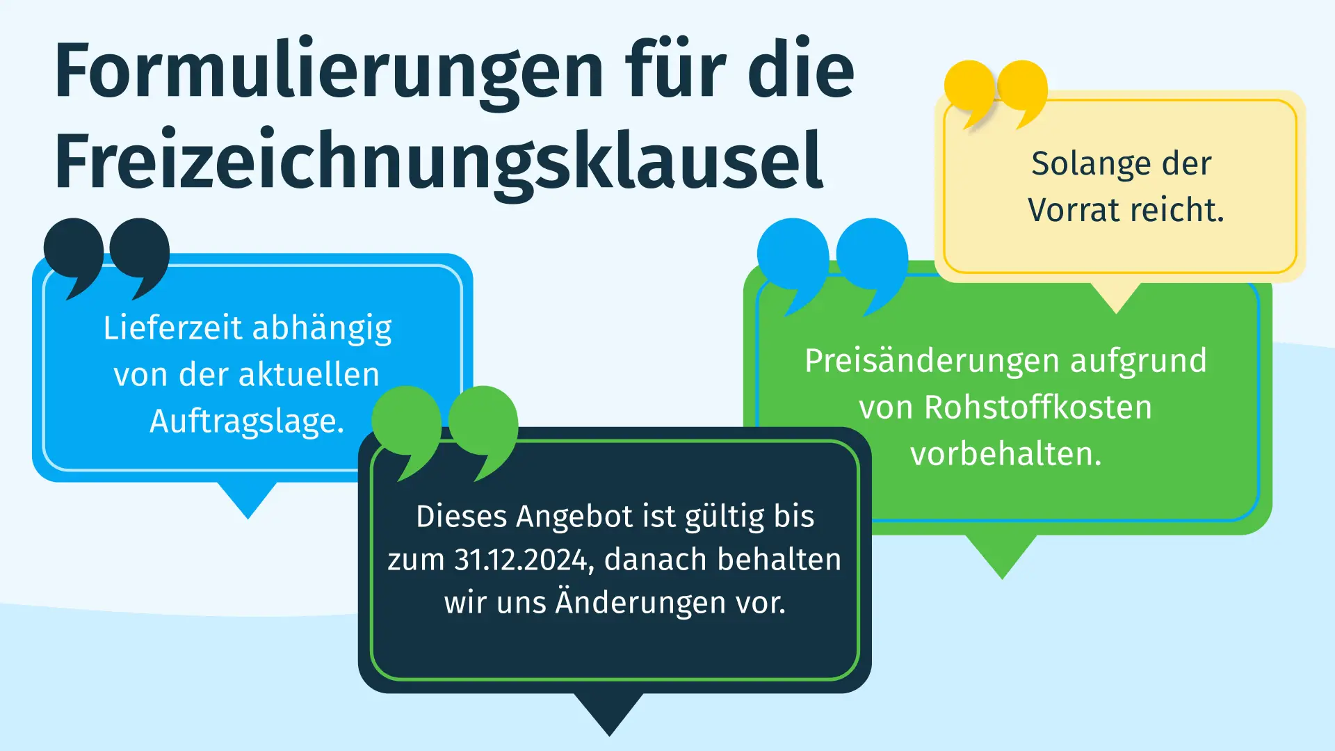 Freibleibendes Angebot - Formulierungen für die Freizeichnungsklausel