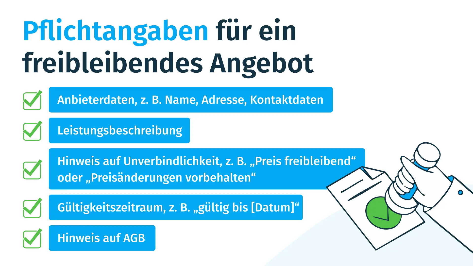 Pflichtangaben in einem freibleibenden Angebot