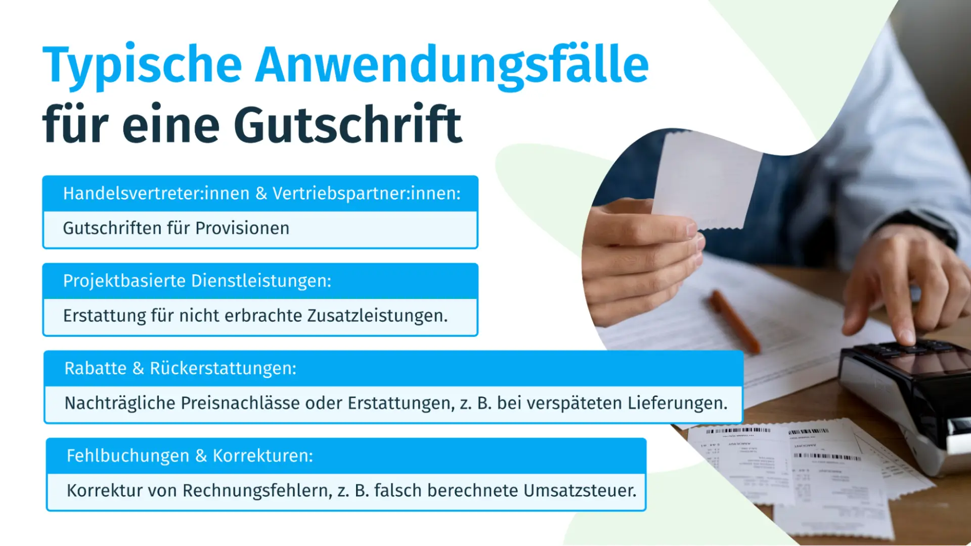 Typische Anwendungsfälle für eine Gutschrift