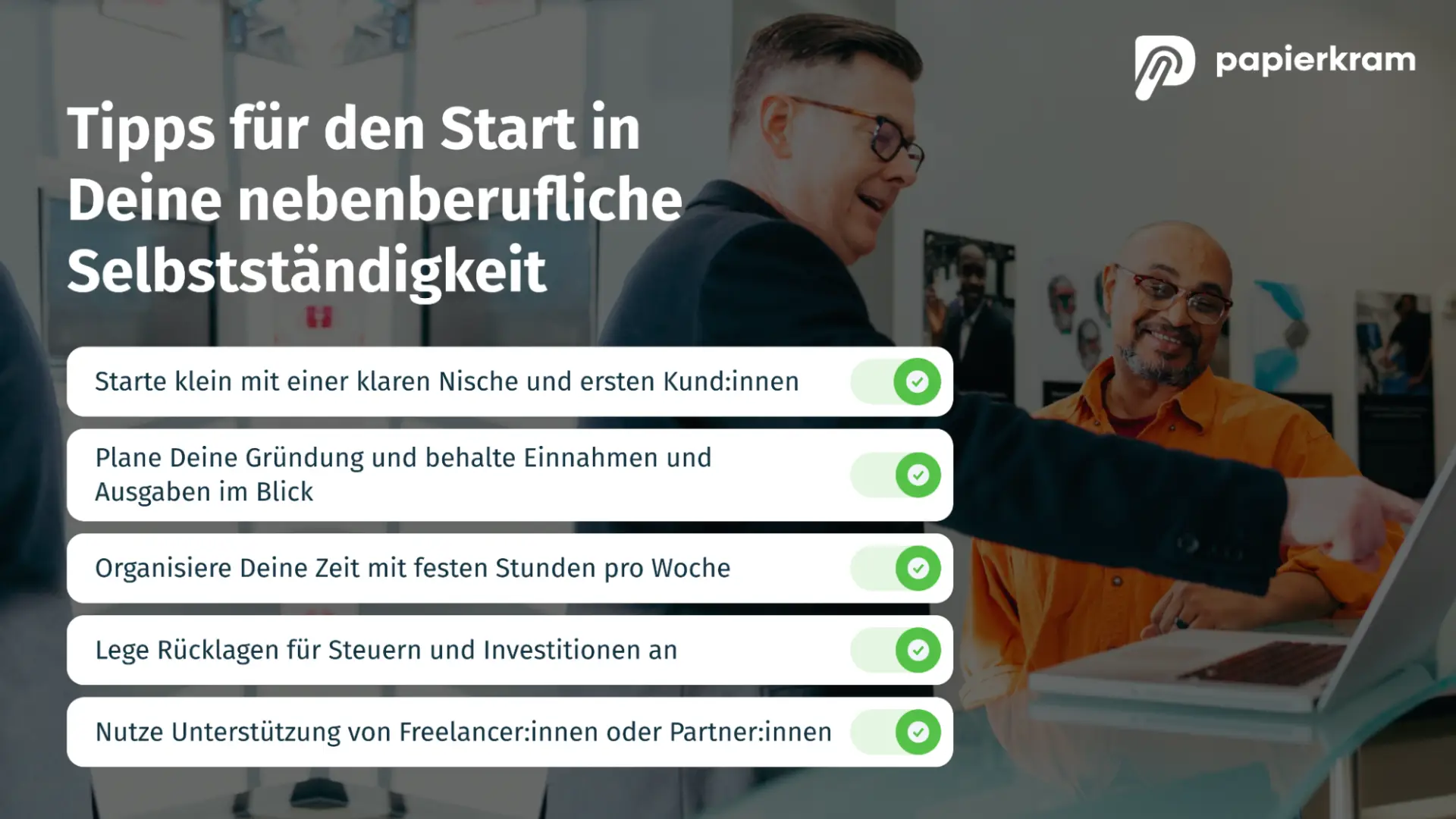 Nebenberuflich selbstständig - Tipps für den Start