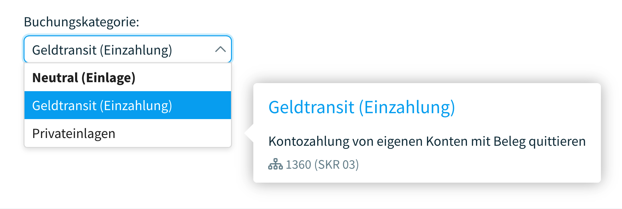 Eine Kasse eröffnen mit Geldtransit oder Privateinlage