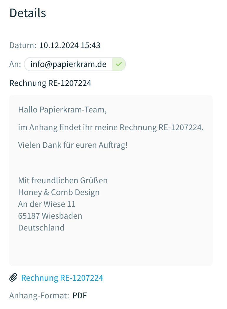 Die Details zur E-Mail im Postausgang