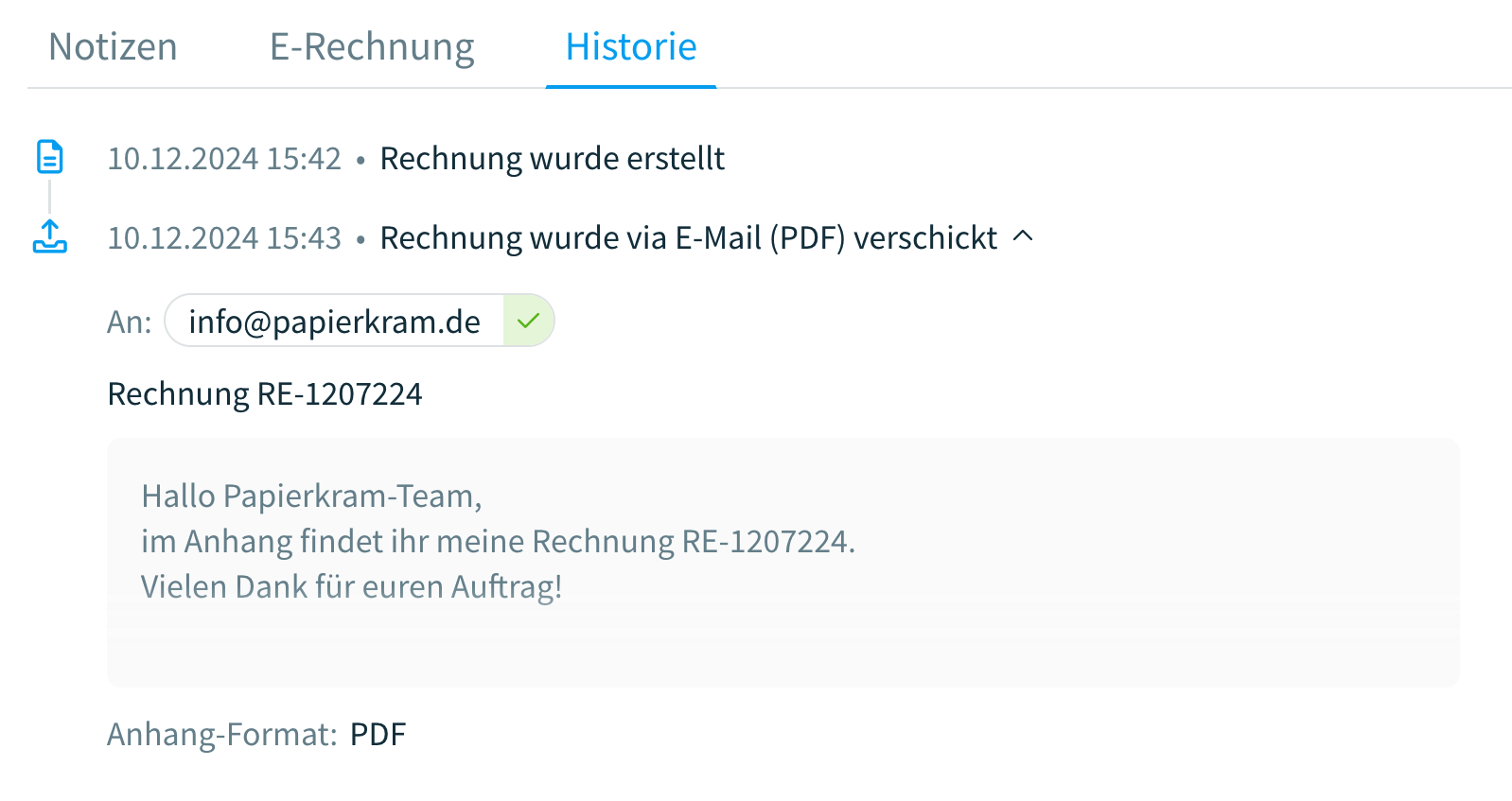 Die Historie des Dokuments