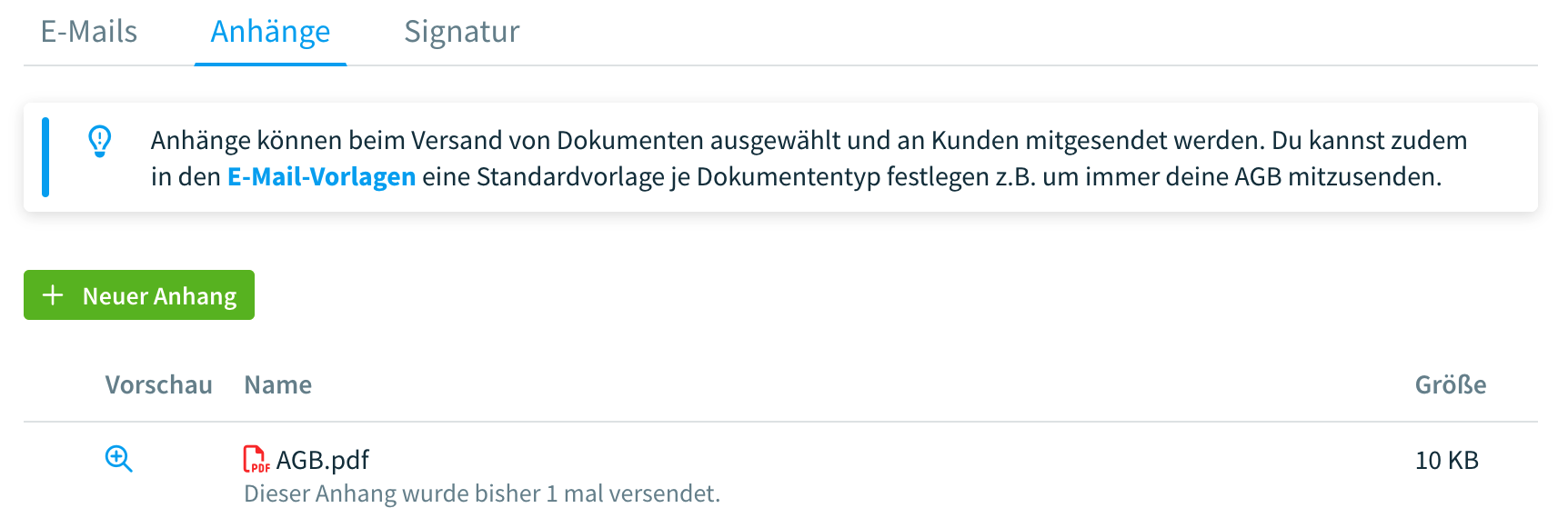 Anhänge hochladen
