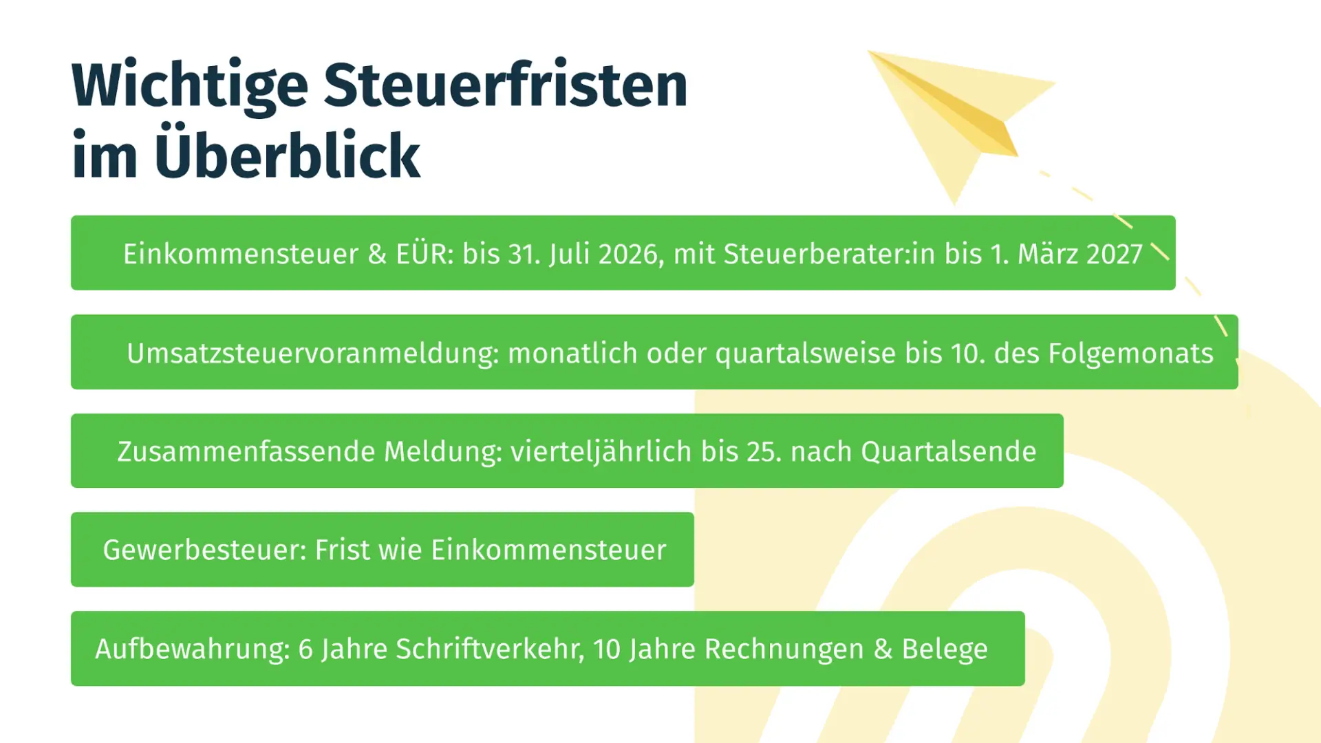 Wichtige Steuerfristen im Überblick