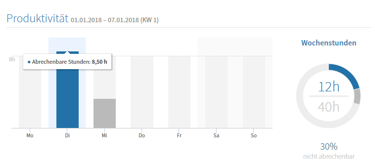 Zeitabrechnungsübersicht und Unterscheidung abrechenbar nicht abrechenbar