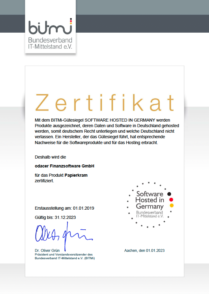 Software hosted in Germany
