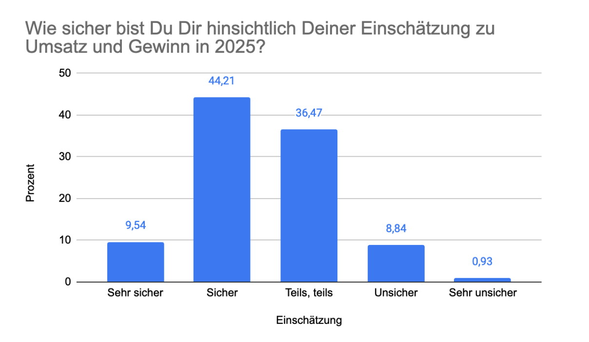 Sicherheit der Einschätzung von Gewinn und Umsatz in 2025